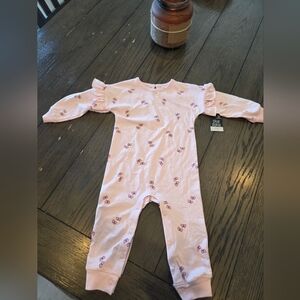 Okie Dokie Pink Butterfly Patterned Footie